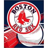 Boston Red Sox Royal Plush Raschel MLB Blanket (Big Stick Series) by Northwest (50x60) Boston Red Sox Royal Plush Raschel MLB Blanket (Big Stick Series