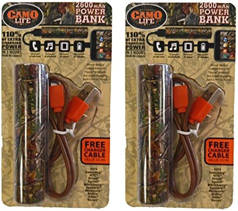 Set of Two Camo Life 2600 mAh Power Banks in Brown Camo