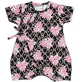 【本体綿100%】夏物 くろわっさんすべべ 花柄 甚平グレコ 和柄 ブラック◇60-70cm