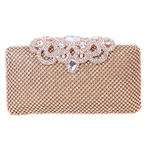Fawziya Crown Clutch Purse Bling Hard Box Rhinestone Crystal Clutch Bag
