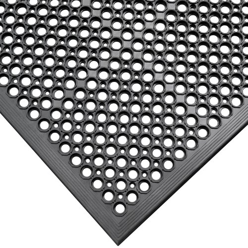 Rubber-Cal Dura-Chef Jr. Non-Slip Rubber Kitchen Mat - 1/2inch x 3ft x 5ft - Black