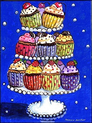 Original Acrylic Art - Cupcakes, Cherries, Chocolate, Strawberries, Party by Patricia Ann Rizzo