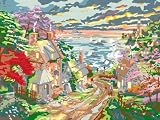 Ravensburger 28822 - Kinkade: Abend am Meer - Malen nach Zahlen Premium, 40 x 30 cm