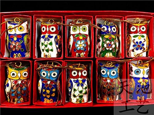 CYNDIE Hot Sale New Collectibles10pcs Stunning Chinese Handmade Vintage Cloisonne Owl Ornament Charm Best Price Gift