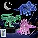 3D Dinosaur Night Light, VSATEN 3D Illusion Lamp Three Pattern and 7 Color Change Decor Lamp with Remote Control for Living Bed Room Bar Best Gift Toys (3 Packs)