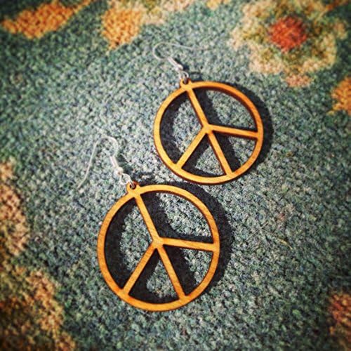 Wooden Peace Sign Earrings