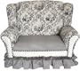Angel Song Black Toile Wingback Girl's Loveseat Chair