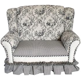 Angel Song Black Toile Wingback Girl's Loveseat Chair by Angel Song
