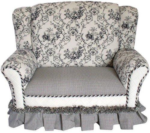 Kitchen: Angel Song Black Toile Wingback Girl's Loveseat Chair