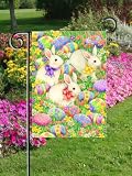 CUTE Easter Bunny Hop Bunnies Egg Hunt Garden Flag