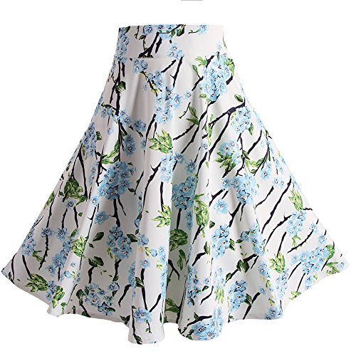 Fancyqube(TM) Women Pleated Vintage Skirts Floral Print Midi Skirt Style19 S