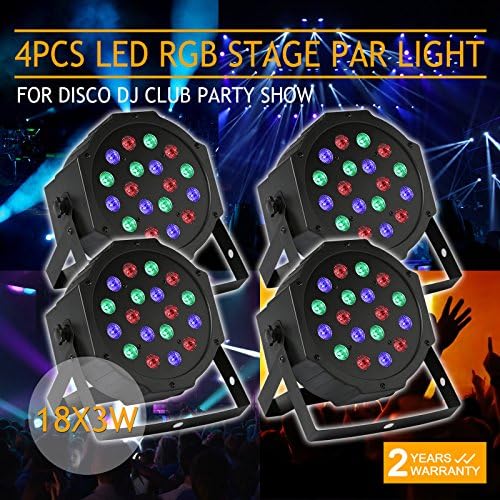 XeeStore Stage Lights Stage Lighting Packages Led Stage Lighting 4pcs 18X3W LED PAR Light RGBW DMX512 Disco DJ Projector