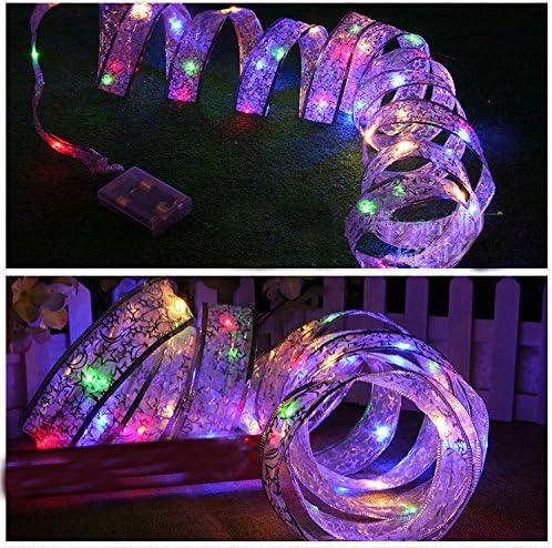 LED 4M/13.1 Feet 40 LED Battery Light Holiday Ribbon Lights Copper Wire Lighting String Wedding Christmas Tree Decoration Flasher Outdoor (Colorful)