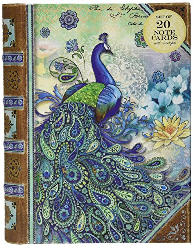 Punch Studio Paisley Peacock Note Cards in Keepsake Book Box (43710), 20 ct