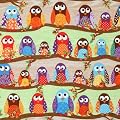 s�sser bunter Eulen Stoff What a Hoot USA Designer