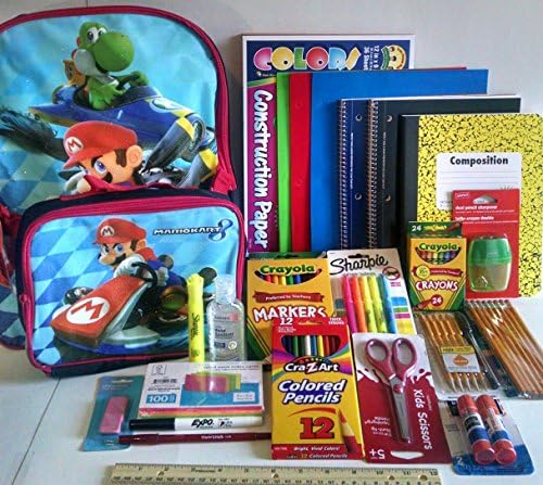 Go Back To School With MARIOKART8 Includes Backpack, Lunch Bag, PLUS School Supplies~PRE-K Through 4th Grade