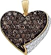 0.85 CTW Chocolate and White Diamond Heart Pendant