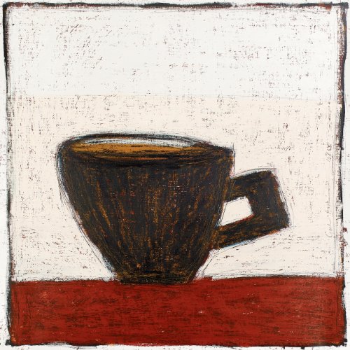 Greenbox Art + Culture Coffee Cup White Stretched Canvas Wall Art by Gordon Hopkins, 14 by 14-Inch