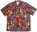 Ukulele Monstera Men's Hawaiian Aloha Shirt in Red