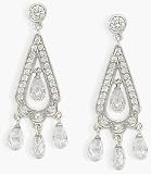 Sterling Silver White Chrystal Chandalier Earrings