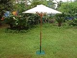 1.8M DELUXE HARDWOOD GARDEN FURNITURE PARASOL WITH RATCHET NATURAL