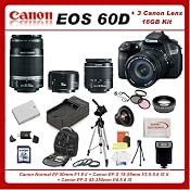 Canon EOS 60D DSLR Camera Kit with 3 Canon lenses: Featuring Canon EF-S