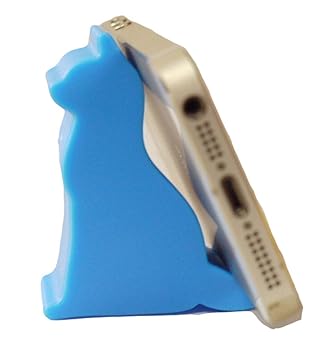 【クリックで詳細表示】ねこちゃん の Iphone Ipad スマホ スタンド カラフルセット 携帯置き インテリア としても使えます。 (ブルー 2個セット)： 家電・カメラ