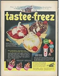 Swing-Tassel Clown Shaker Tastee-Freez Softserve Ice Cream Shoppes ad 1956