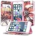 iPhone 6 Case, Dimaka Floral Pattern Flower Wallet Case, with Flip Stand Card Slots Cash Compartment, Premium PU Leather with Strap Hole for iPhone 6 / iPhone 6S - Tropical Sunset