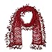 Falari Vintage Women Lace Scarf With Fringes Polyester (Style 3 - Dark Red)