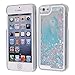 Yoption Transparent Plastic 3D Glitter Quicksand and Heart Liquid Case for Apple iPhone 5 5S SE