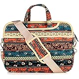 JBonest 15.6 Inch Bohemian Laptop Bag Briefcase Canvas Fabric Laptop Notebook Computer Macbook Macbook Air Macbook Pro Messenger Shoulder Handbag Case Sleeve Red