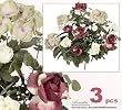 Three 17" Artificial Mandy Rose/Hydrangea Mixed Silk Flower Bushes