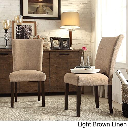 INSPIRE Home Catherine Parsons Dining Room Side Chair (Set of 2) Light Brown Linen
