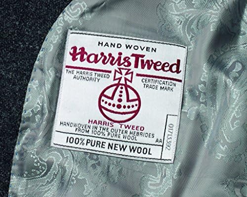 The Fine Swine Men's Harris Tweed Jacket Stuart 38 Regular Charcoal grey
