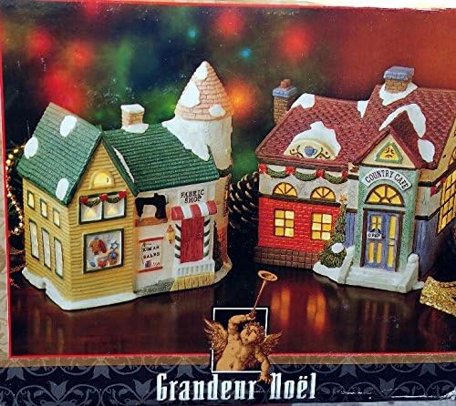GRANDEUR NOEL ILLUMINATED PORCELAIN 2PC SET COUNTRY CAFE & FABRIC SHOP