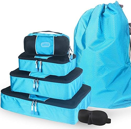 Packing Cubes for Luggage-Set of 4 Travel Organizers. Bonus Laundry Bag and Mask