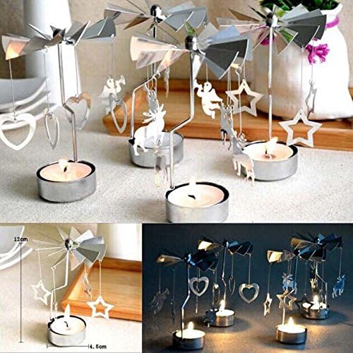Dalakin Rotating Spinning Tea Light Holder Christmas Candle Table Decoration Carousel Angel