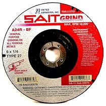 SAIT 20086 Type 27 7-Inch x 1/4-Inch x 5/8-11 Grade A24R Long Life Depressed Center Grinding Wheels - 10 Pack