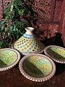 Medium patterned cooking tagine with 4 matching bowls