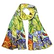100% Satin Charmeuse Silk Van Gogh's "Irises" Long Scarf Shawl