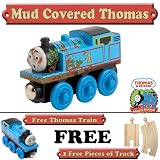 Mud Covered Thomas from Thomas The Tank Engine Wooden Train Set - Free 2 Pieces of Track & Free Thomas the Tank Engine