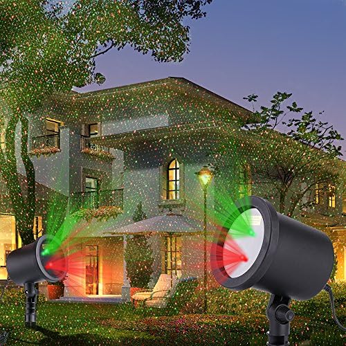 Laser Light, Waterproof Outdoor Laser Landscape Projector Light Red and Green Landscape Spotlights Holiday Light for Christmas Xmas Decoration and Outdoor Garden/yard/tree/wall/pond Decoration