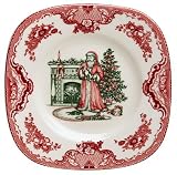 Johnson Brothers Old Britain Castles Pink Christmas Square Salad Plate with Santa