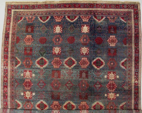 14x17 ANTIQUE 1880s GREEN AGRA ORIENTAL AREA 