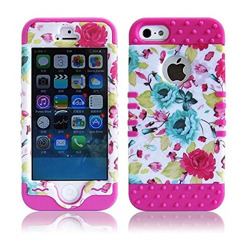 6 Case,iPhone 6 Case,iPhone 6 Cover,Creativecase Beautiful Colorful Flowers with 3in1 hybrid hard design Case Cover for iPhone 6 6S 4.7 inch#0j5