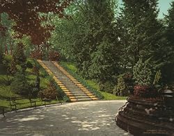 Floral Steps, Brooklyn's Prospect Park, 1904 - Exceptional Print of a Vintage Photochrom Image from the Library of Congress Collection