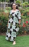 Round Neck Long Dress - Women's Hawaiian Heritage IV Caftan Kaftan Style Hawaiian Aloha Evening Pullover Dress - Plus Size