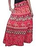 Designer Wrap Around Cotton Skirt Red Tribal Printed Indian Clothing
