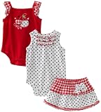 Babyworks Baby-Girls Newborn 3 Piece Double Creeper Set, Red, 3-6 Months